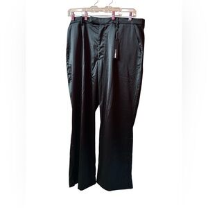 NovaMen by Fashion Nova ELEVATE trousers black satin-finish wide-leg relaxed fit